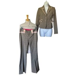 Rebecca Taylor Vintage 90s Y2K  2 Pc Pantsuit Herringbone Excellent Size 2